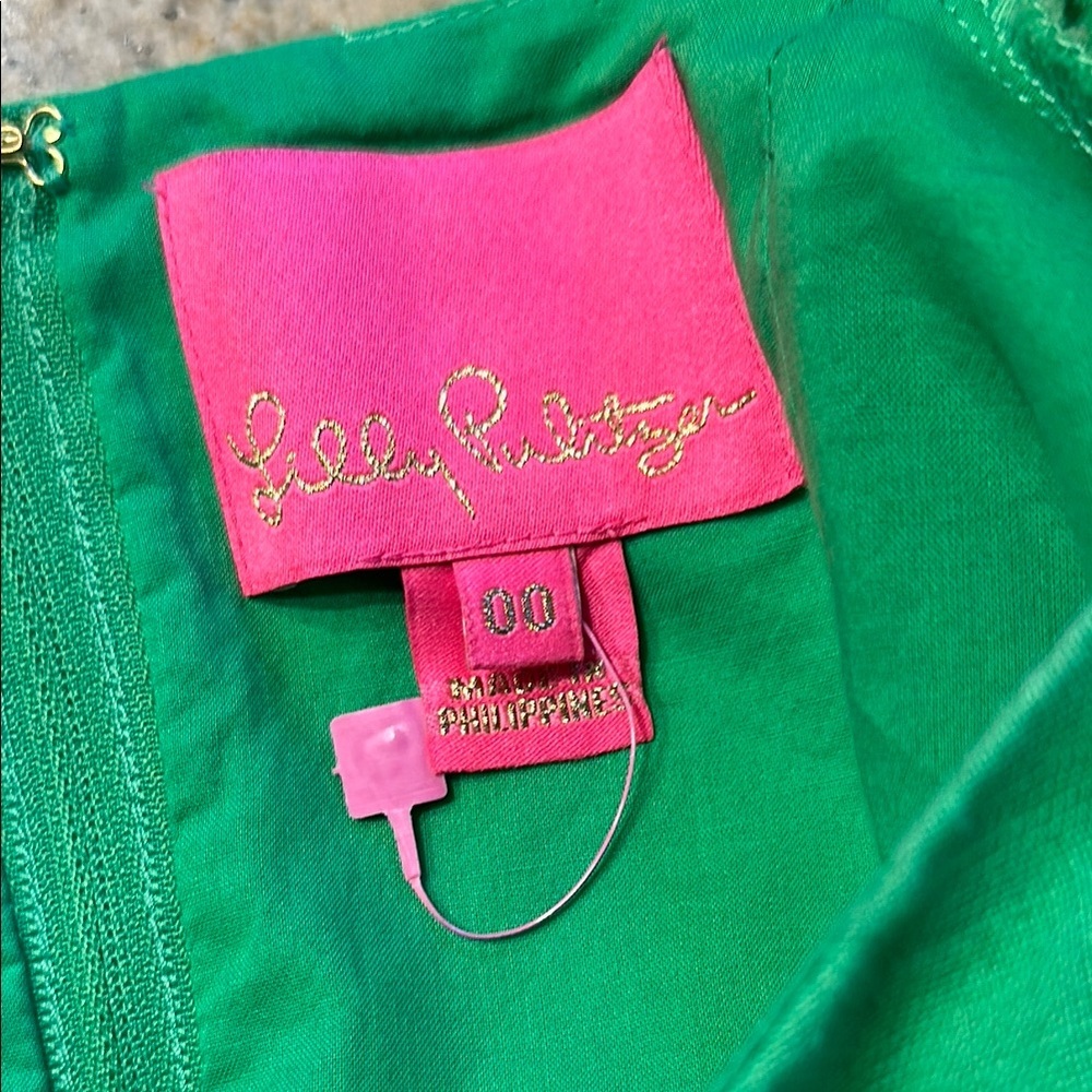 Lilly Pulitzer Sz 00 Lime Green Square Neck Mini Dress • NEW! - Picture 8 of 9